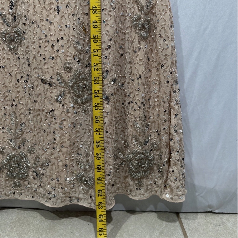 NEW $598 Mac Duggal [ 16 ] Sequin Floral Embellished Long Sleeve‎ Gown Nude - Picture 6 of 16